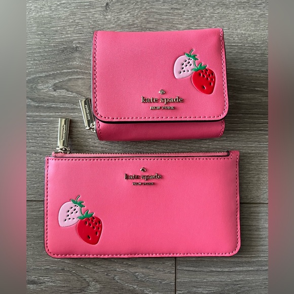 kate spade Handbags - NWOT 🍓🦄Kate Spade Pink Strawberry Card Holder and Wallet Bundle